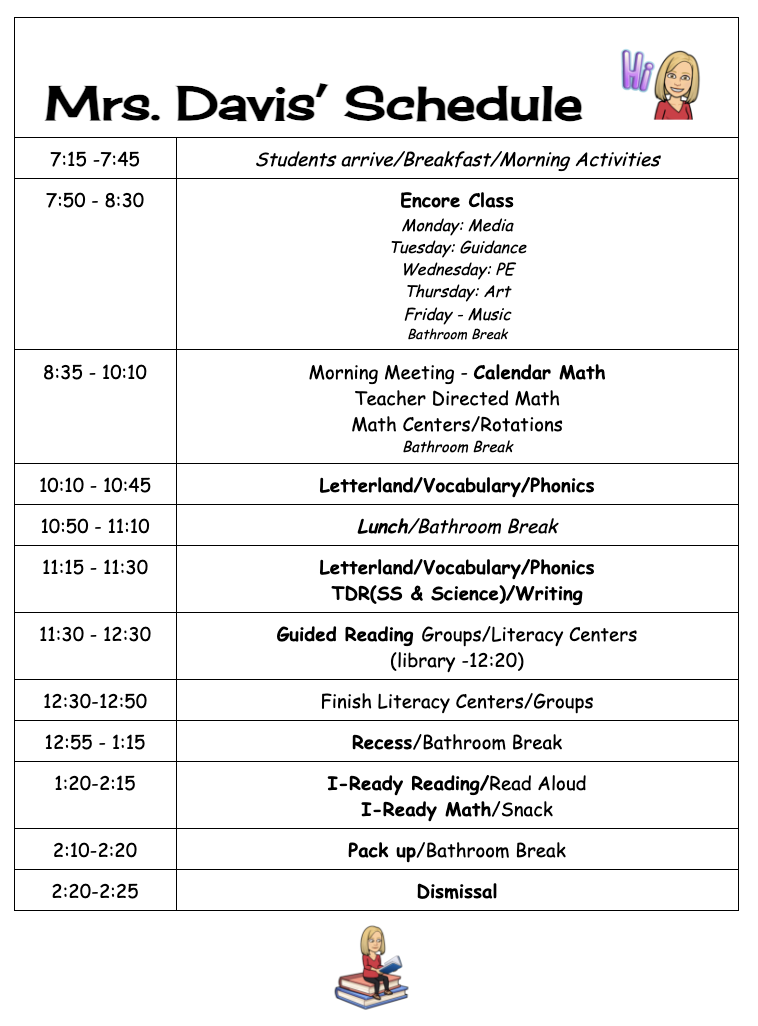 Mrs. Davis' Schedule